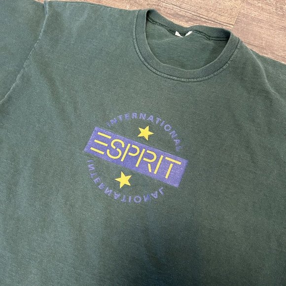 Vintage Esprit Spellout  Tshirt‎ Single Stich NO SIZE TAG Green - Picture 7 of 7